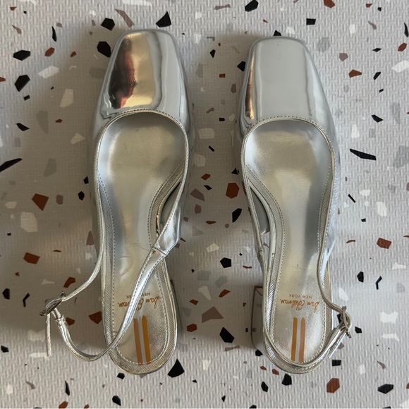 Sam Edelman Terra 50MM Patent Leather Slingback Pumps in Silver Size 8 - Picture 4 of 9